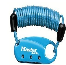 MasterLock/玛斯特锁1551DAST 带柔性缆密码安全钩（三位密码）