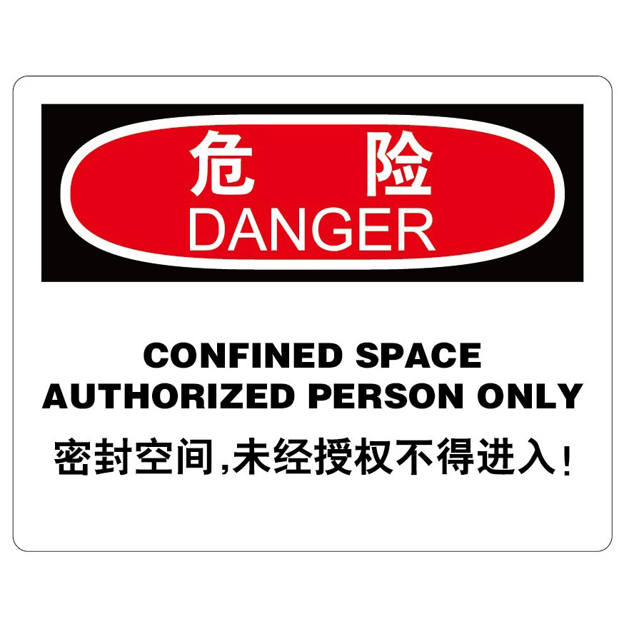 密闭空间安全提示标识 危险 未经许可禁止进去密闭空间