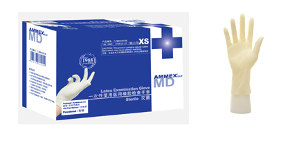 Ammex一次性使用医用有粉乳胶检查手套(灭菌）
