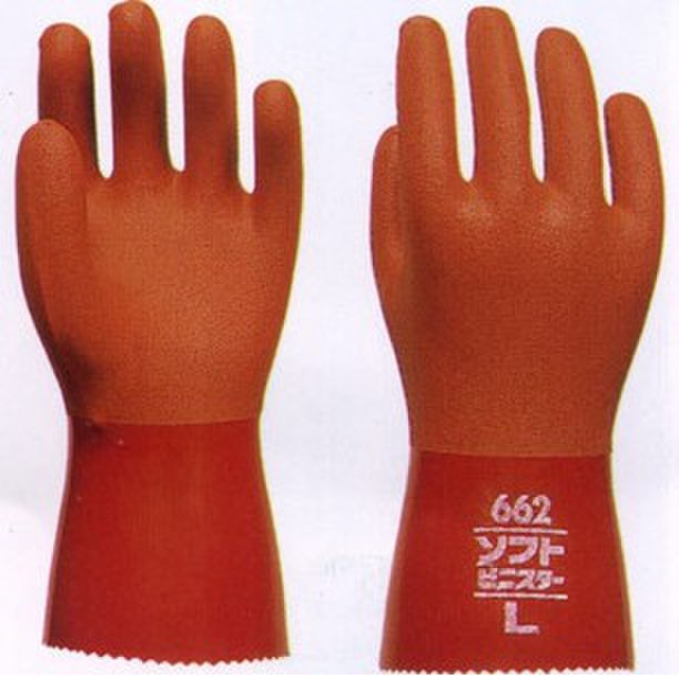TOWA 662柔软pvc手套（无缝针织布内衬）