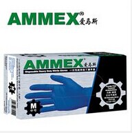 AMMEX爱马斯一次性耐用型蓝色丁腈手套